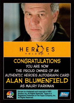 2008 Topps Heroes Volume 2 - Autographs #NNO Alan Blumenfield Back
