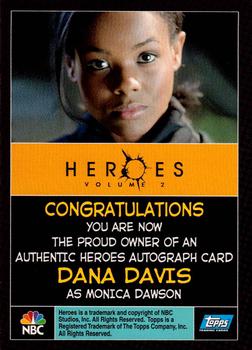 2008 Topps Heroes Volume 2 - Autographs #NNO Dana Davis Back
