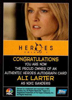 2008 Topps Heroes Volume 2 - Autographs #NNO Ali Larter Back