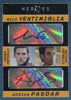 2008 Topps Heroes Volume 2 - Dual Autographs #NNO Milo Ventimiglia  / Adrian Pasdar Front