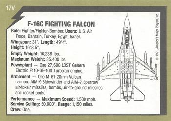 1991 America's Major Players Desert Storm Weapon Profiles Victory Edition #17V F-16C Fighting Falcon Back