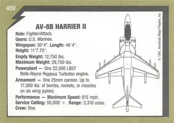 1991 America's Major Players Desert Storm Weapon Profiles Victory Edition #40V AV-8B Harrier II Back