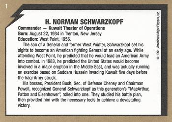 1991 America's Major Players Desert Storm Weapon Profiles #1 General Schwarzkopf Back