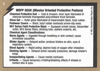 1991 America's Major Players Desert Storm Weapon Profiles #5 Chemical Protective Gear Back
