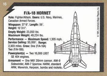 1991 America's Major Players Desert Storm Weapon Profiles #16 F/A-18 Hornet Back