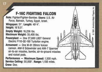 1991 America's Major Players Desert Storm Weapon Profiles #17 F-16C Fighting Falcon Back