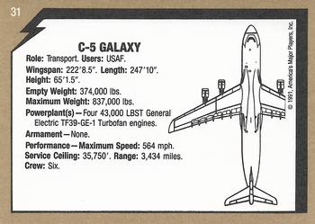 1991 America's Major Players Desert Storm Weapon Profiles #31 C-5 Galaxy Back