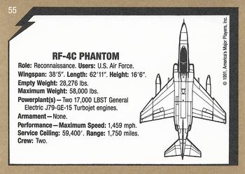 1991 America's Major Players Desert Storm Weapon Profiles #55 RF-4C Phantom Back