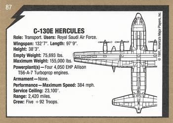 1991 America's Major Players Desert Storm Weapon Profiles #87 C-130E Hercules Back