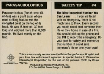 1990 McDag Baton Rouge General Medical Center Prehistoric Animals #4 Parasaurolophus Back