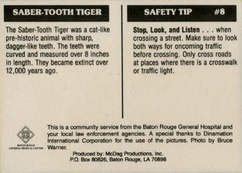 1990 McDag Baton Rouge General Medical Center Prehistoric Animals #8 Saber Tooth Tiger Back