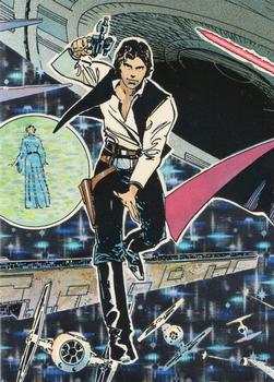1993 Topps Star Wars Galaxy - Millennium Falcon Holo Foil #2 Han Solo Front