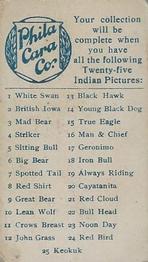 1911 Philadelphia Caramel Indian Pictures (E46) #1 White Swan Back