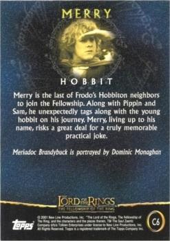 2001 Topps Lord of the Rings: The Fellowship of the Ring - Preview (Aus & NZ exclusive) #C6 Merry Back