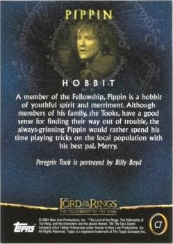 2001 Topps Lord of the Rings: The Fellowship of the Ring - Preview (Aus & NZ exclusive) #C7 Pippin Back