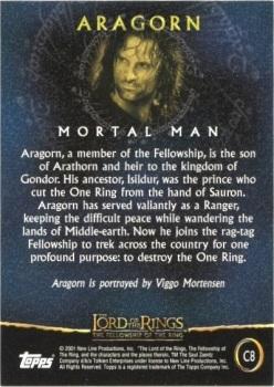 2001 Topps Lord of the Rings: The Fellowship of the Ring - Preview (Aus & NZ exclusive) #C8 Aragorn Back