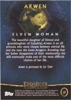 2001 Topps Lord of the Rings: The Fellowship of the Ring - Preview (UK exclusive) #L9 Arwen Back