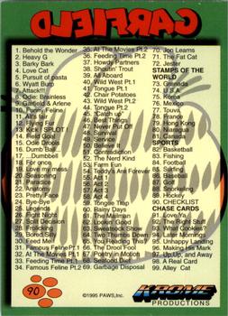 1995 Krome Garfield #90 Checklist Back