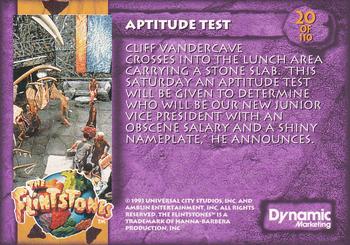 1993 Dynamic Marketing The Flintstones #20 Aptitude Test Back