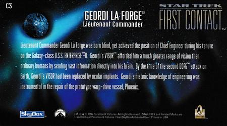 1996 SkyBox Star Trek: First Contact - Characters #C3 Geordi La Forge Back