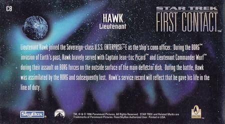 1996 SkyBox Star Trek: First Contact - Characters #C8 Lieutenant Hawk Back
