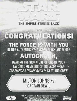 2019 Topps Star Wars Black & White: The Empire Strikes Back - Autographs #NNO Milton Johns Back