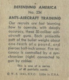 1941 W.S. Corp Defending America (R40) #234 Anti-Aircraft Training Back