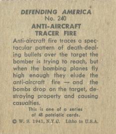 1941 W.S. Corp Defending America (R40) #240 Anti-Aircraft Tracer Fire Back