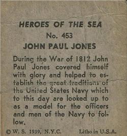 1939 W.S. Corp Heroes of the Sea (R67) #453 John Paul Jones Back