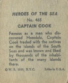 1939 W.S. Corp Heroes of the Sea (R67) #465 Capt. James Cook Back