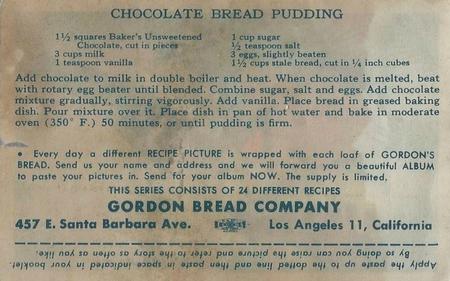 1946 Gordon's Bread California Birds - Recipe Back (D39-2a) #NNO Ruby-crowned Kinglet Back
