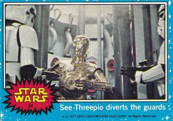 1977 Allen's and Regina Star Wars #34 See-Threepio diverts the guards Front