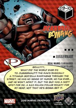 2019 Upper Deck Marvel Deadpool - Deadpool Bombing #DB-10 Deadpool / Juggernaut Back