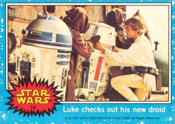 1977 Topps Star Wars (UK) #14 Luke Checks Out His New Droid Front