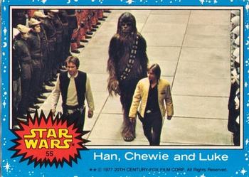 1977 Topps Star Wars (UK) #55 Han, Chewie, and Luke Front