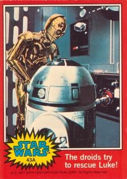 1977 Topps Star Wars (UK) #43A The droids try to rescue Luke! Front
