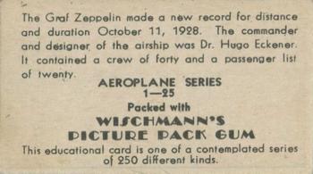 1932 Wischmann's Aeroplane Series (R5) #NNO Graf Zeppelin Back