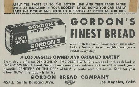 1949 Gordon's Bread Denizens of the Deep (D39-13) #NNO Barracuda Back