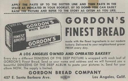 1949 Gordon's Bread Denizens of the Deep (D39-13) #NNO Dolphin Back