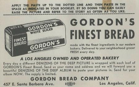 1949 Gordon's Bread Denizens of the Deep (D39-13) #NNO Marlin Back