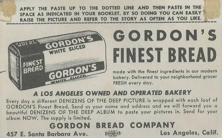 1949 Gordon's Bread Denizens of the Deep (D39-13) #NNO Red Salmon Back