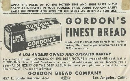 1949 Gordon's Bread Denizens of the Deep (D39-13) #NNO Sea Turtle Back