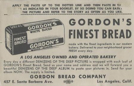 1949 Gordon's Bread Denizens of the Deep (D39-13) #NNO Three-spined Stickleback Back