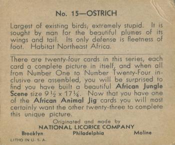 1935 National Licorice African Animal Jigs (R6) #15 Ostrich Back