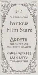 1934 Ardath Famous Film Stars #2 Maurice Chevalier Back