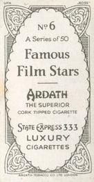 1934 Ardath Famous Film Stars #6 Brigitte Helm Back