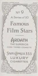 1934 Ardath Famous Film Stars #9 Anny Ondra Back