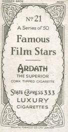1934 Ardath Famous Film Stars #21 James Cagney Back