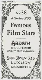 1934 Ardath Famous Film Stars #38 Loretta Young Back