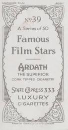 1934 Ardath Famous Film Stars #39 Elisabeth Bergner Back